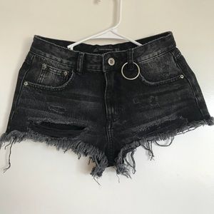 ZARA / Jean  black washed shorts 02